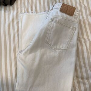 Straight leg cropped high rise jeans